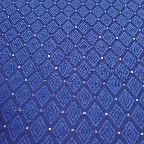 Customized Stackable Banquet Chair Chauncey Aluminum Silver & Blue Upholstery Fabric