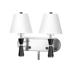 [ILAM0004387] Double Wall Lamp with Ebony and Brushed Nickel Finish