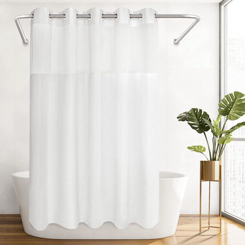 River Dream No Hooks Needed Textrue Fabric Shower Curtain with Snap in Liner 71"x74" Polyester