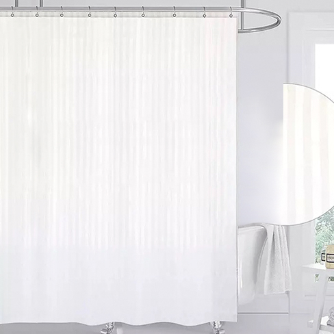G&F™ Shower Curtain White Satin Stripe 180x180cm