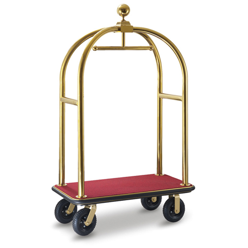 Birdcage Luggage Trolley 8" Pnematic Wheels Gold Red Carpet 110x61x191Hcm