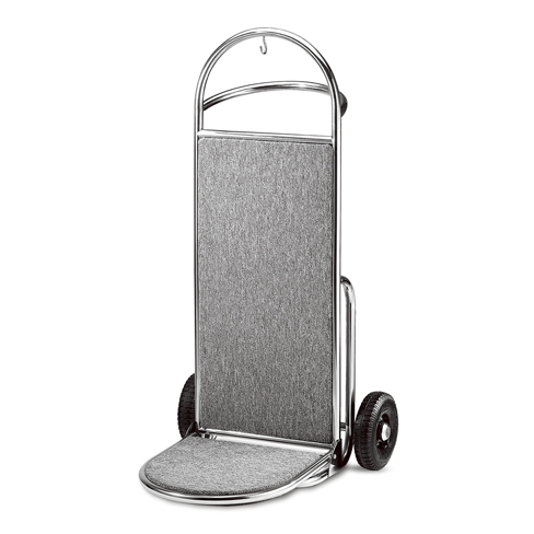 Luggage Hand Cart 2 Pneumatic Wheels 8" Polished Gray Carpet 70x60x120Hcm