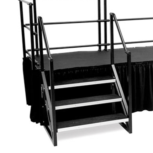 Southern Aluminum® Alulite Stage Steps 3 Step Stair w/Hand/Carp fits 24" & 32" high Stages