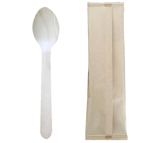 Wood Grade AB Spoon 16cm in Individual Kraft Paper Bag