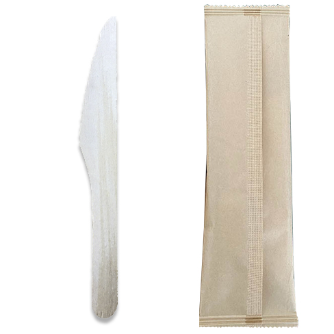 [HEAL0000893] Cuchillo de Madera AB de 16cm en Bolsa de Papel Kraft Individual