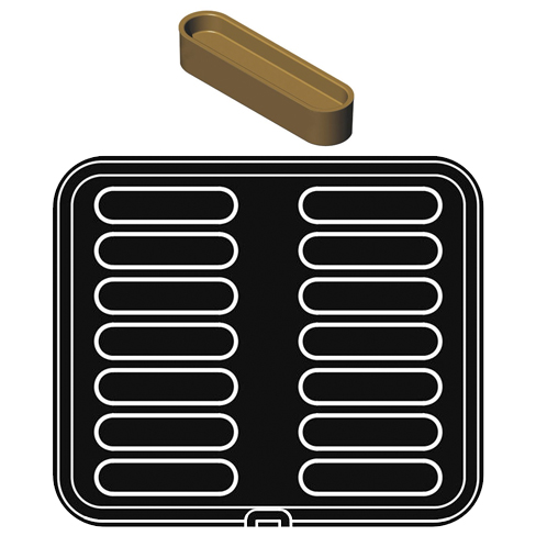 14 Eclair Indents 126x32/123x30 h 15 mm - Plate for Cookmatic 380x330 mm