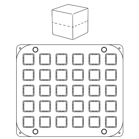 30 Cube Indents 32x32x32 mm - Plate for Cookmatic 380x330 mm