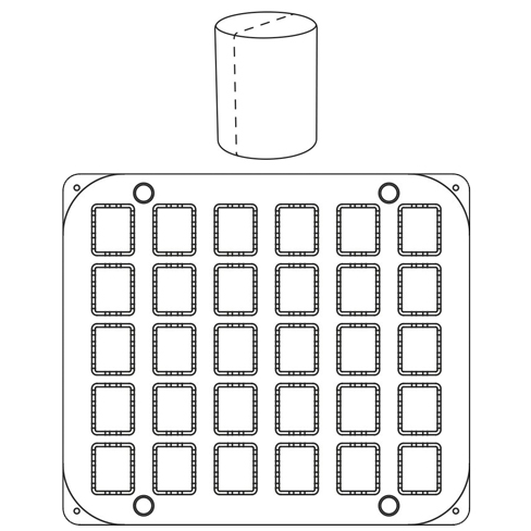 30 Muescas Redondas Ø32 h 32 mm - Placa para Cookmatic 380x330 mm