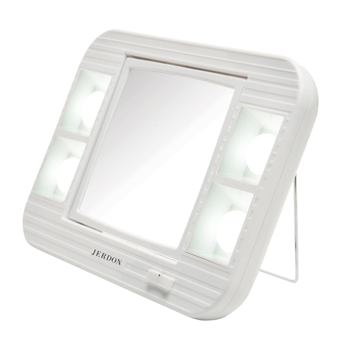 Espejo de Maquillaje Iluminado por LED Blanco 5x-1x Alimentado por AC y Baterías 