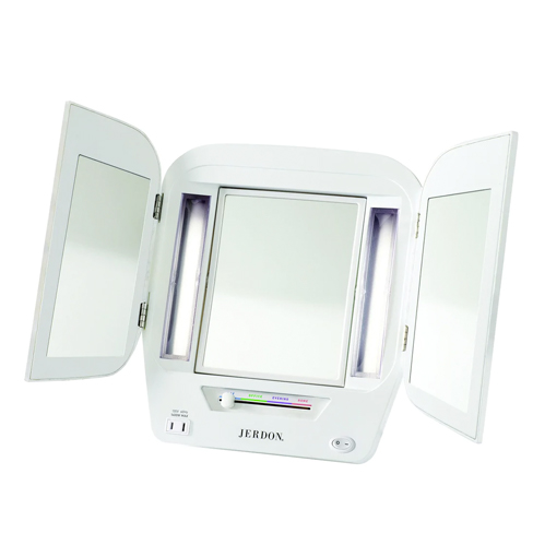 5X-1X Euro Fluorescent Lighted Makeup Mirror White