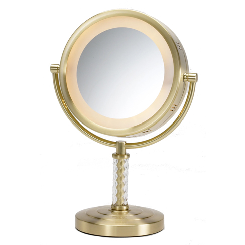 8", 6X-1X  Lighted Table Top Mirror, Height 14"