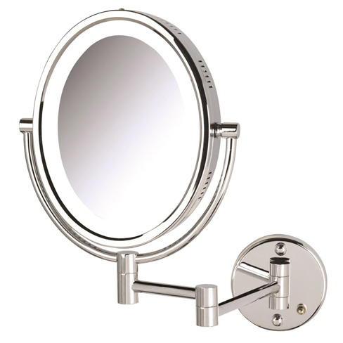 8" x 10" Oval, 5X,1X Lighted Mirror Wall Mount , Chrome