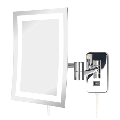 6.5" x 9" , 5X LED Lighted Wall Mounted Mirror, Extends 15.5"