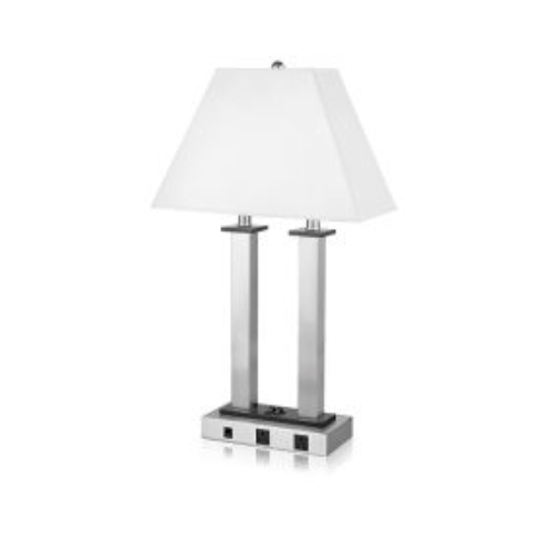 27" Desk Lamp with Brushed Nickel Finish and Ebony Wood Accents