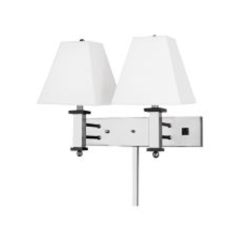 Double Wall Lamp with Brushed Nickel Finish and Ebony Wood Accents