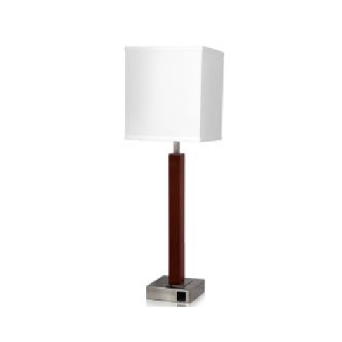28" Single Table Lamp with Mahogany Wood and Brushed Nickel Finish