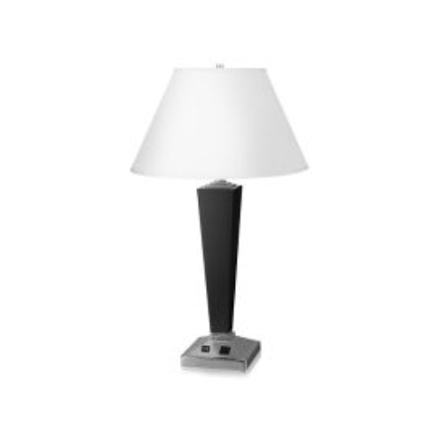 30" Single Table Lamp with Brushed Nickel Finish and Ebony Wood Accents