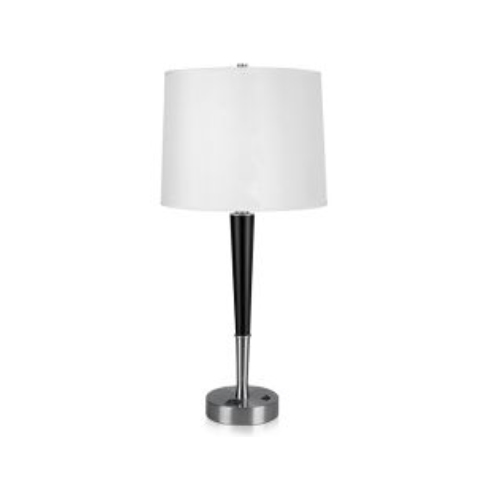 27" End Table Lamp with Brushed Nickel Finish and Ebony Wood Accents