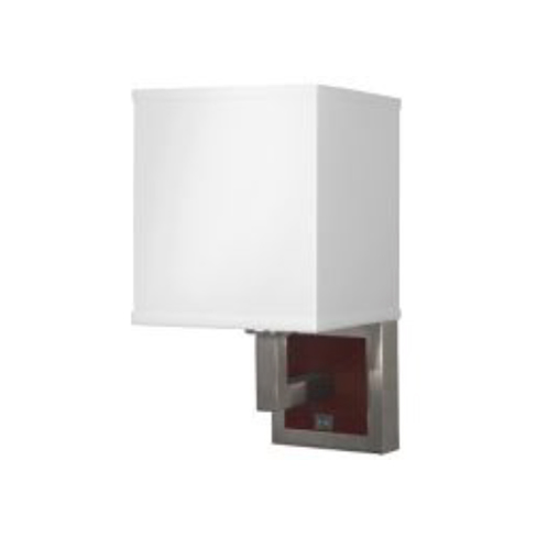 Single Wall Lamp with Mahogany Wood and Brushed Nickel Finish