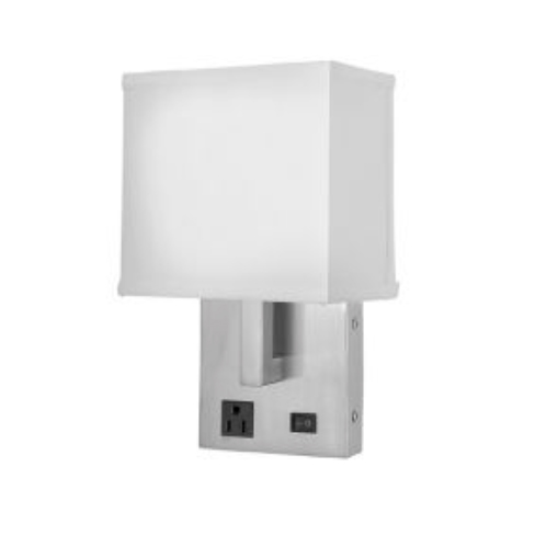 Single Wall Lamp with Brushed Nickel Finish and Linen Half Shade