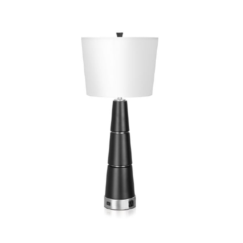 Twin Table Lamp with Ebony and Brushed Nickel Finish