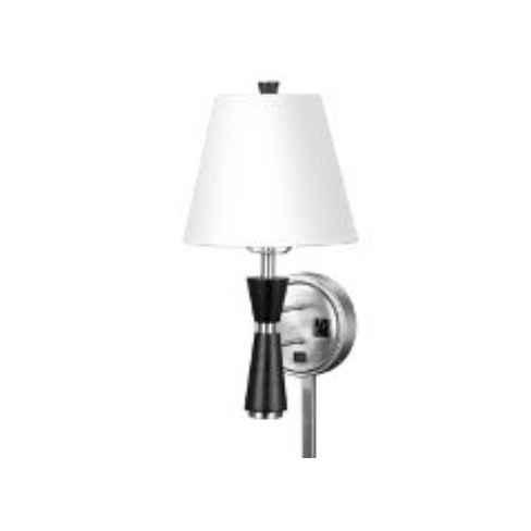 Single Wall Lamp with Ebony and Brushed Nickel Finish