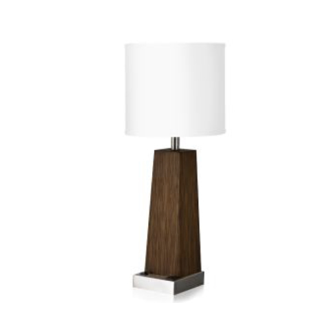 [ILAM0004399] Lámpara de Mesa de 27" con Madera de Zebrano y Acabado en Níquel Cepillado