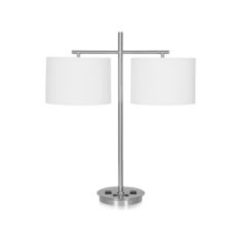 26" Twin Table Lamp with Brushed Nickel Finish