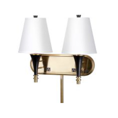 Double Wall Lamp with Ebony and Burnished Brass Accents