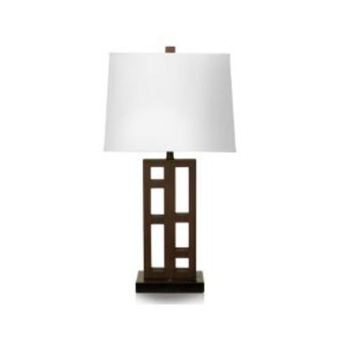 31.5" Single Table Lamp with Dark Walnut Finish and Black Accents