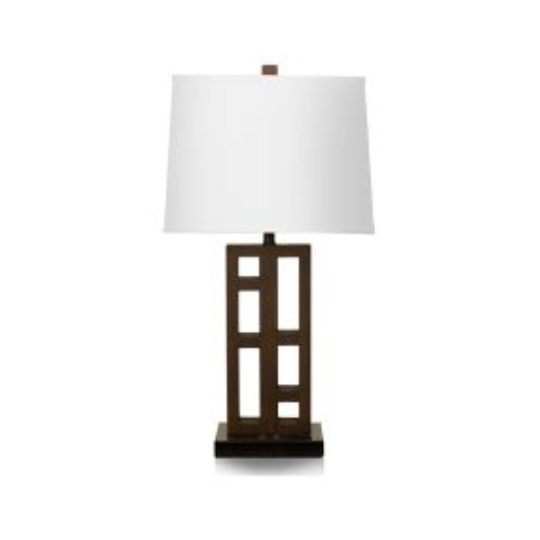 31.5" Twin Table Lamp with Dark Walnut Finish and Black Accents