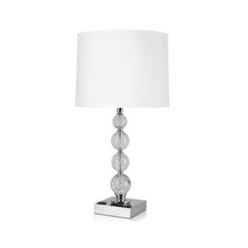 28" Twin Table Lamp with Chrome Finish and Bubble Globes