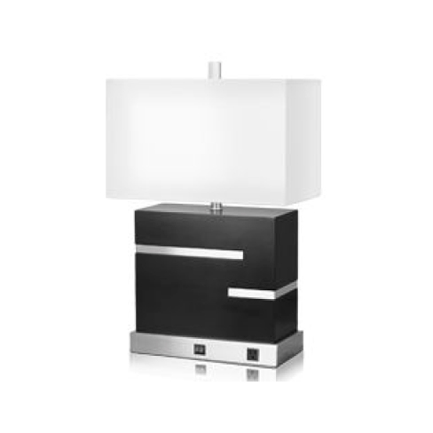 [ILAM0004514] Lámpara Gemela de Mesa de 25,5" con Acabado en Ébano y Níquel Cepillado