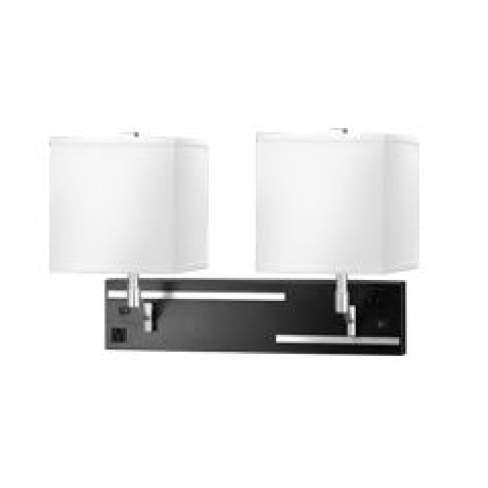 [ILAM0004522] Lámpara de Pared Doble con Acabado en Ébano y Níquel Cepillado
