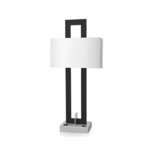 Lámpara de Mesa Individual de 30" con Recubrimiento Electrostático Negro y Níquel Cepillado 