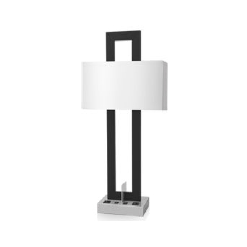 Lámpara Gemela de Mesa de 30" con Recubrimiento Electrostático Negro y Níquel Cepillado