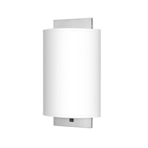 Double Wall Sconce with Brushed Nickel Finish and Linen Half-Round Shade