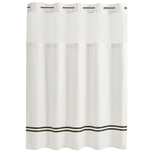 [RIVE0004617] No Hooks Needed Shower Curtain with Fabric Snap in Liner 71"×74“ Polyester