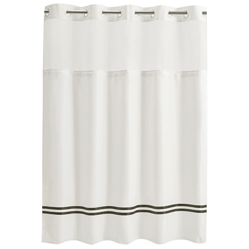 No Hooks Needed Shower Curtain with Fabric Snap in Liner 71"×74“ Polyester