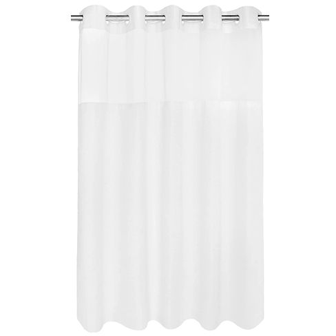 No Hooks Needed Textrue Fabric Shower Curtain with Snap in Liner 71"x74" Polyester