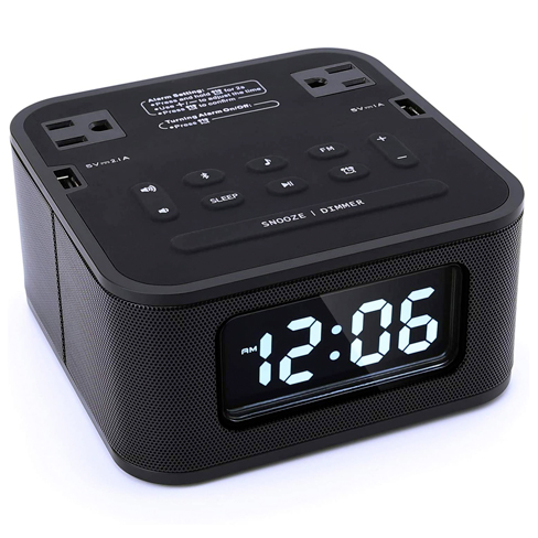 S1-AC Bluetooth Alarm Clock Radio & Power AC Outlet