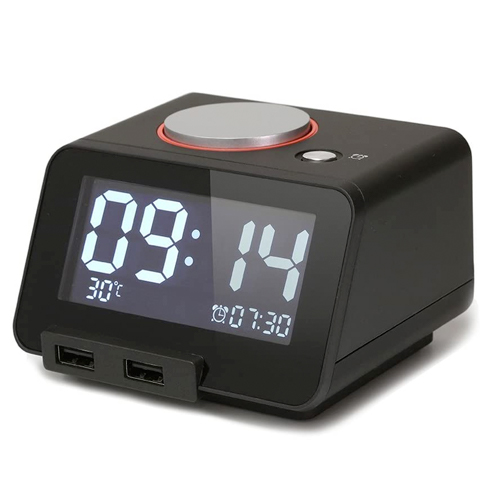 [BITT0004671B] HC1 Pro Altavoz Bluetooth y Reloj Despertador con Funciones de Carga Cargador Doble USB (Negro)