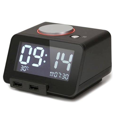 HC1 Pro Altavoz Bluetooth y Reloj Despertador con Funciones de Carga Cargador Doble USB
