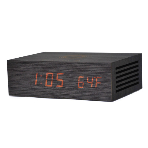 [BITT0004680D] M9 Bluetooth Speaker Alarm Clock Wireless Charging Thermometer (Dark Wood)