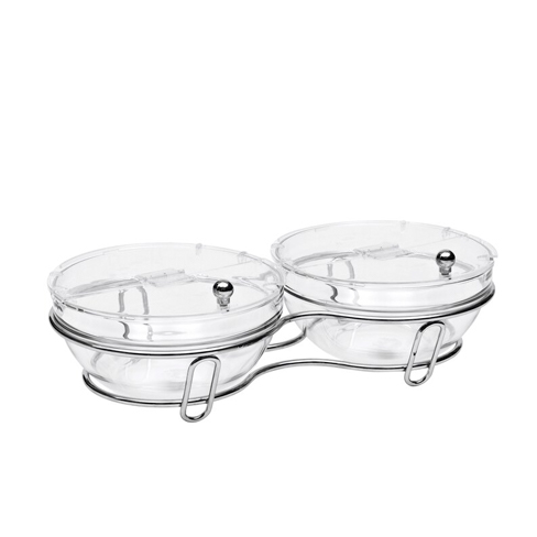 Ze Pé® Wireframe Display Two Glass Bowls 23cm diameter with Lids