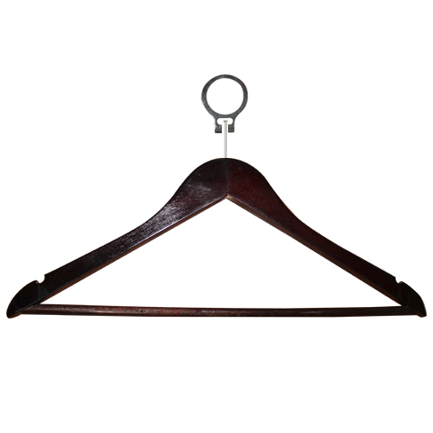 [FREN0004763DC] French Laundry™ Clothes Hanger with Suit Bar & Notches (Dark Wood, Close loop anti-theft)