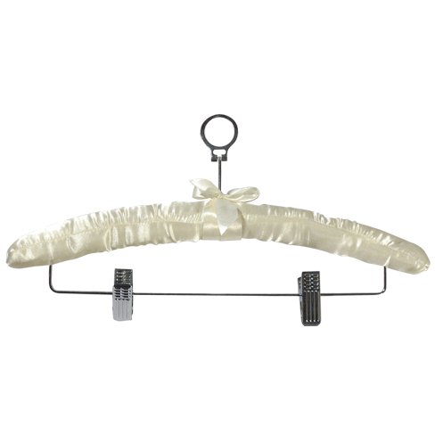 [FREN0004786BC] French Laundry™ Satin Padded Clothes Hanger with Clips (Beige, Close loop anti-theft)