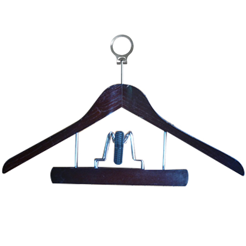 [FREN0004802DC] French Laundry™ Percha para Trajes con Abrazadera para Pantalones (Madera Oscura, Close loop anti-theft)