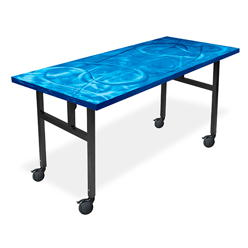 [SOUT0009115B] Mesa Swirl Rectangular 18” x 60” H Legs with Locking Casters (Bahama Blue)