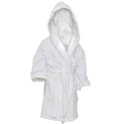 [5SEN0000353] Hooded Bathrobe Child (8-10) with Pockets Terry Fabric